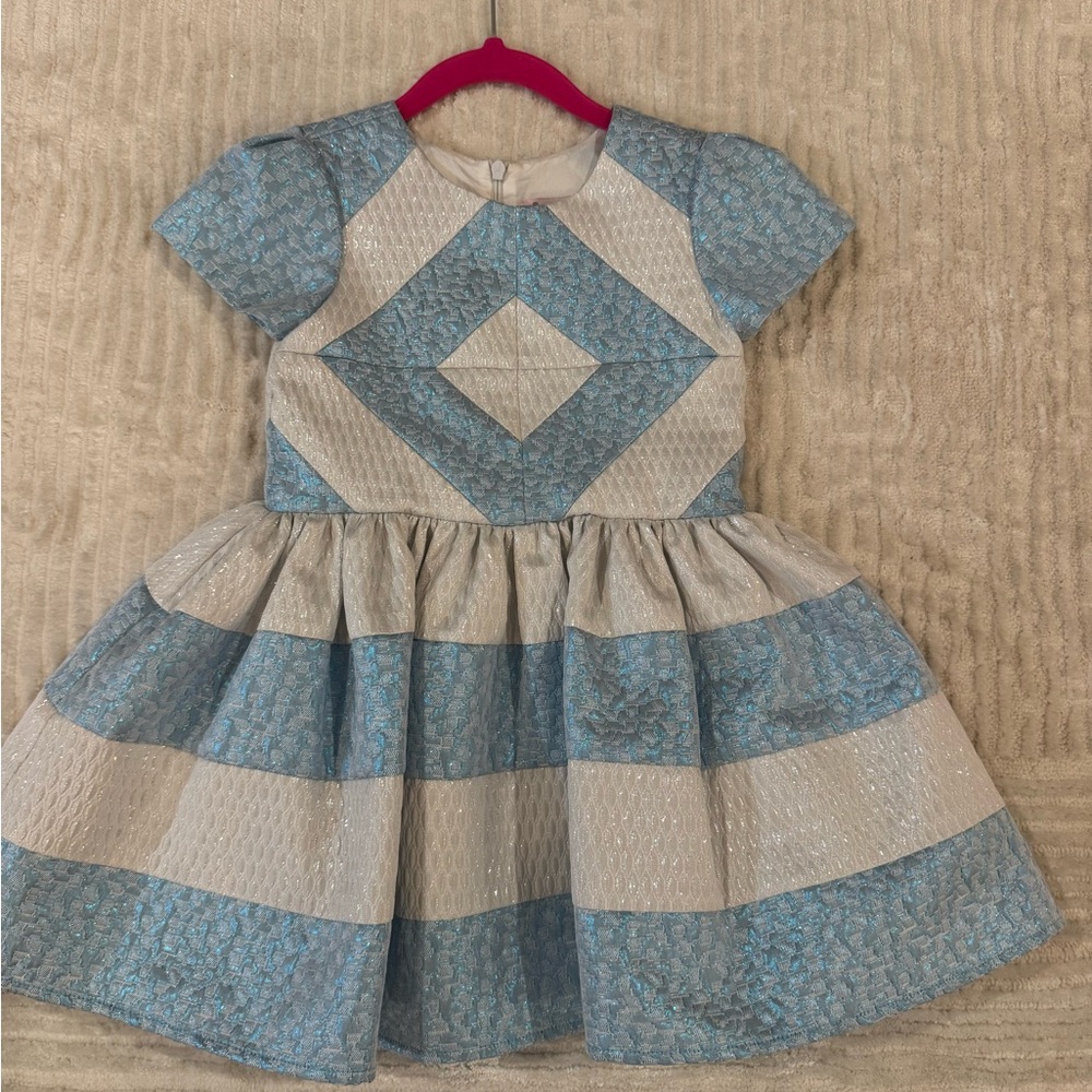 Halabaloo Blue and Silver Patterned Formal Dress